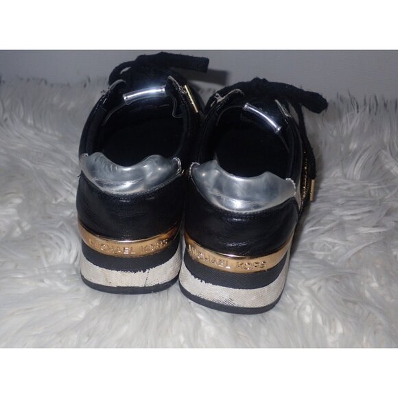 Michael Kors Billie Trainer HX19F Women Casual Athletic Sneakers Sz 7 Black gold - Picture 3 of 7